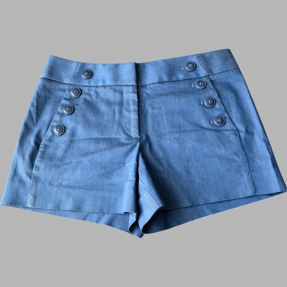 Ann Taylor Flat Front Blue  Stretch Shorts - Picture 1 of 11